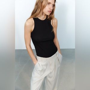 Zara Rib Knit Top - Black